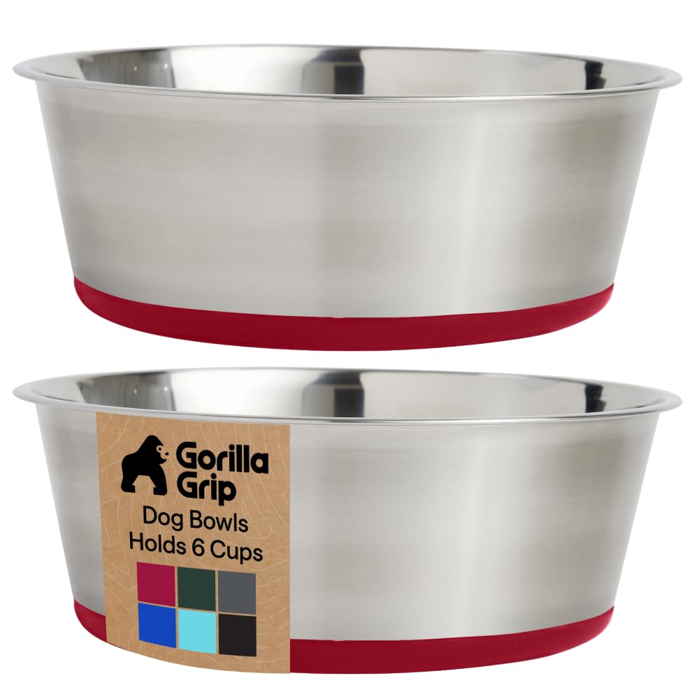 GORILLA GRIP two-bowls-setup for convenient pet feeding.