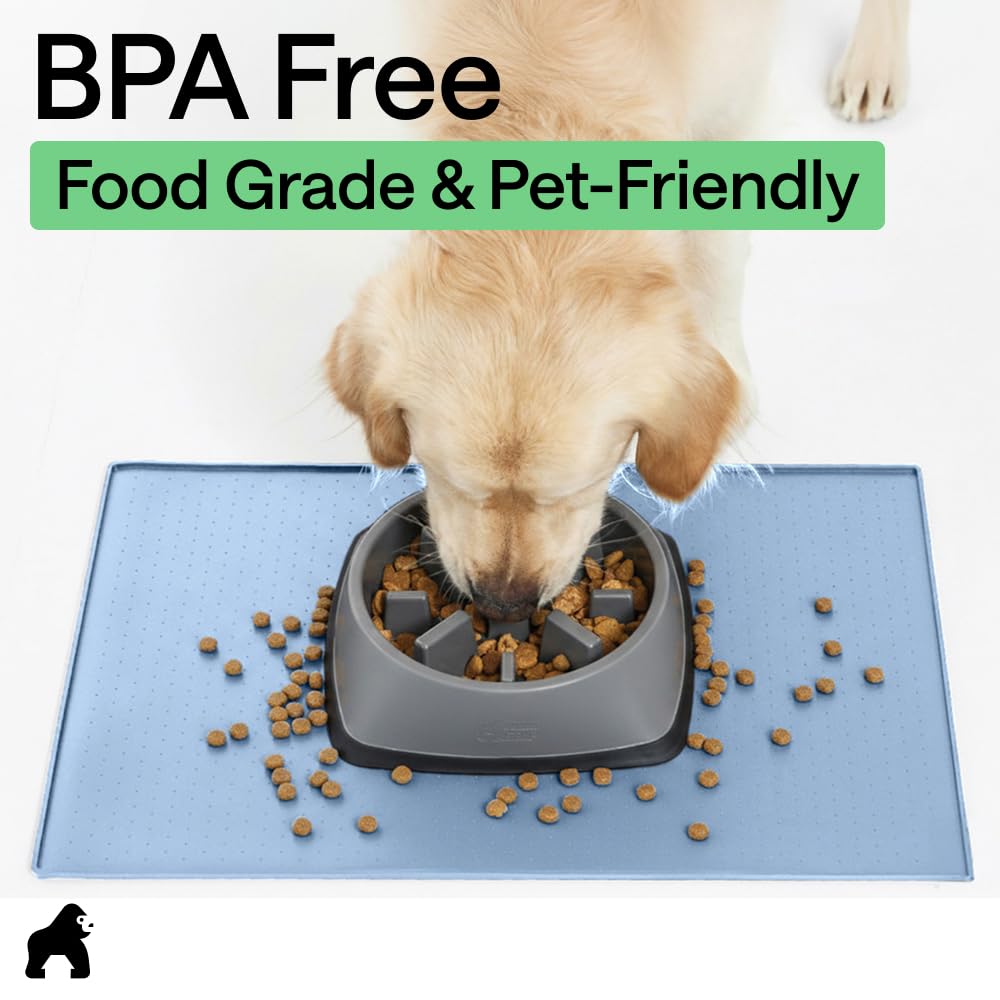 GORILLA GRIP multi-use mat doubles as feeding and litter area helper.