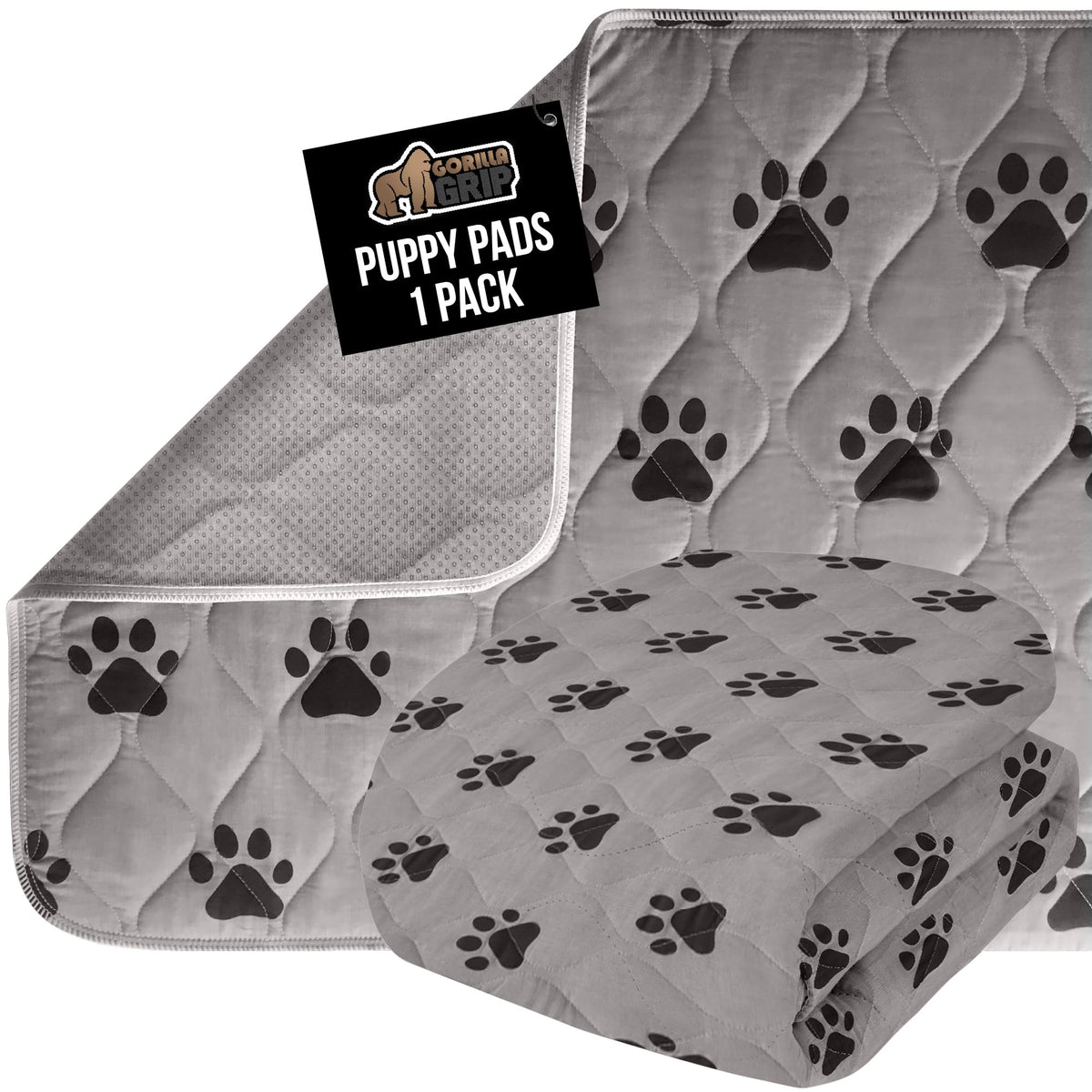 GORILLA GRIP washable puppy pad 34x21, top view, durable quilted surface protects floors.