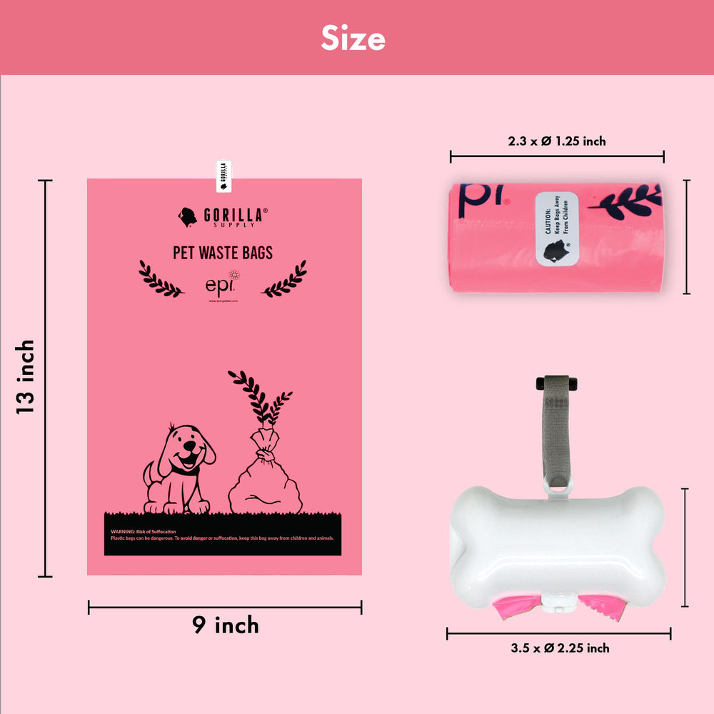 GORILLA SUPPLY nine-by-thirteen-inch bags fit most dogs.