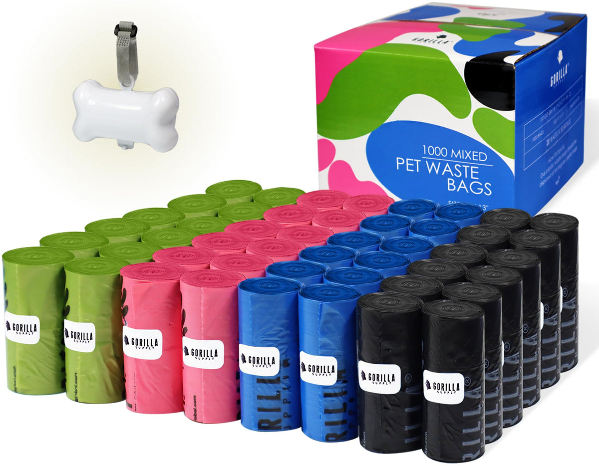 GORILLA SUPPLY poop bags dispensed one at a time for easy cleanup on walks.