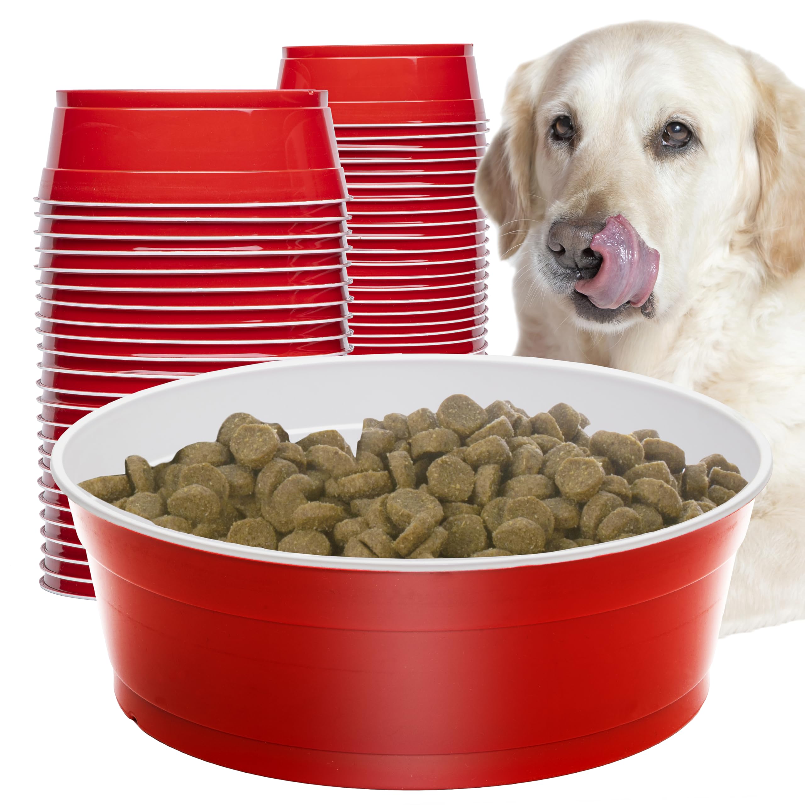 GoSports Party Dog Bowl with red cup design for party-time feeding