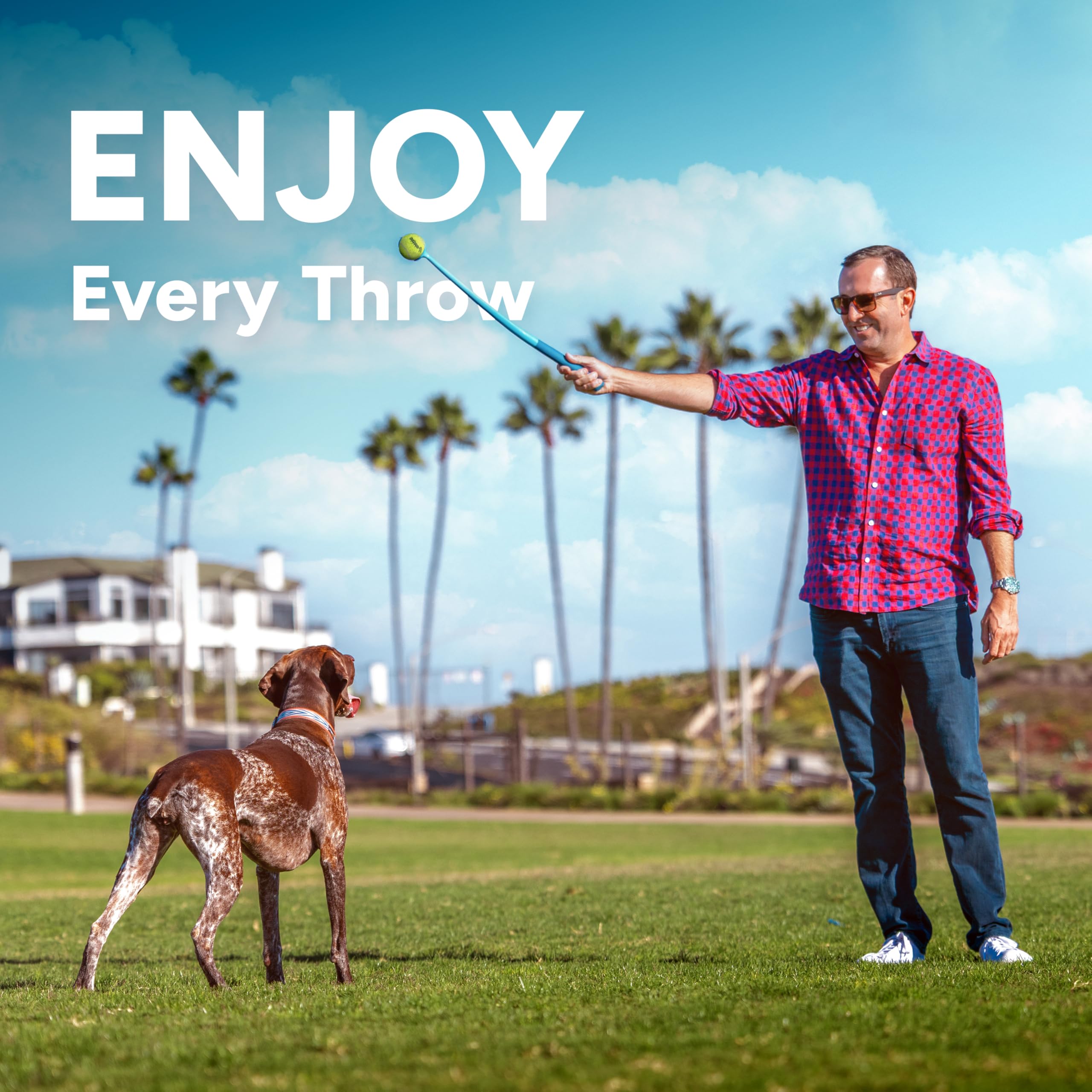 Backyard fetch with GoSports Pets helps dogs burn energy.