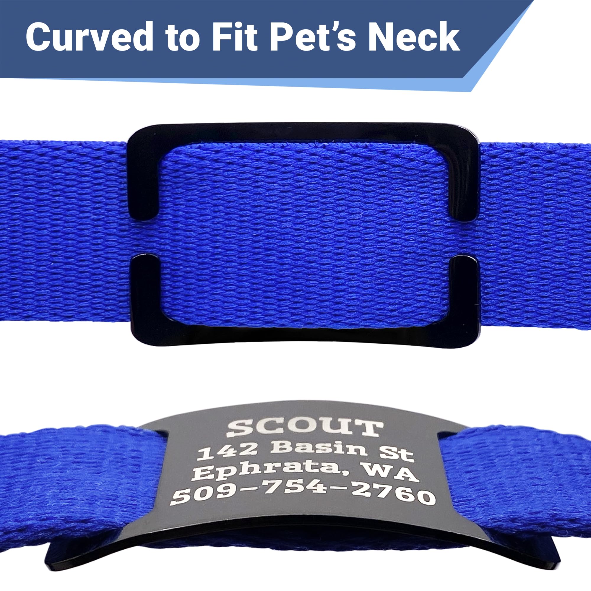 GoTags open-design tag fits adjustable collars without bulk.