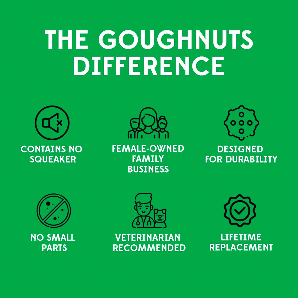 Goughnuts rubber dog toy with a durable surface for rough play.