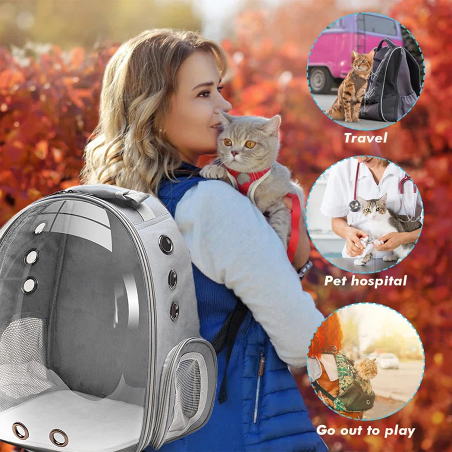 Goxeon cat backpack washable soft pad adds cozy cushioning.