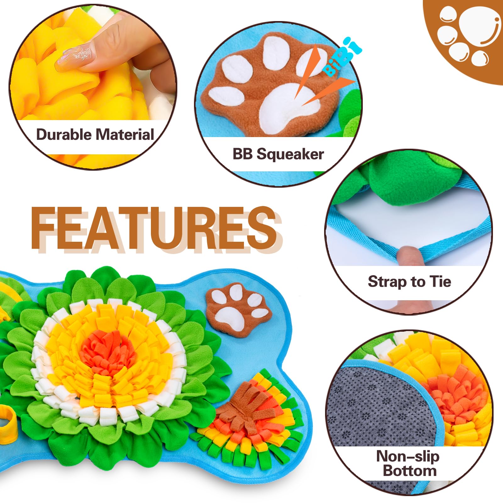 GoxRunx bone-shape snuffle mat in blue, enrichment and stress relief.