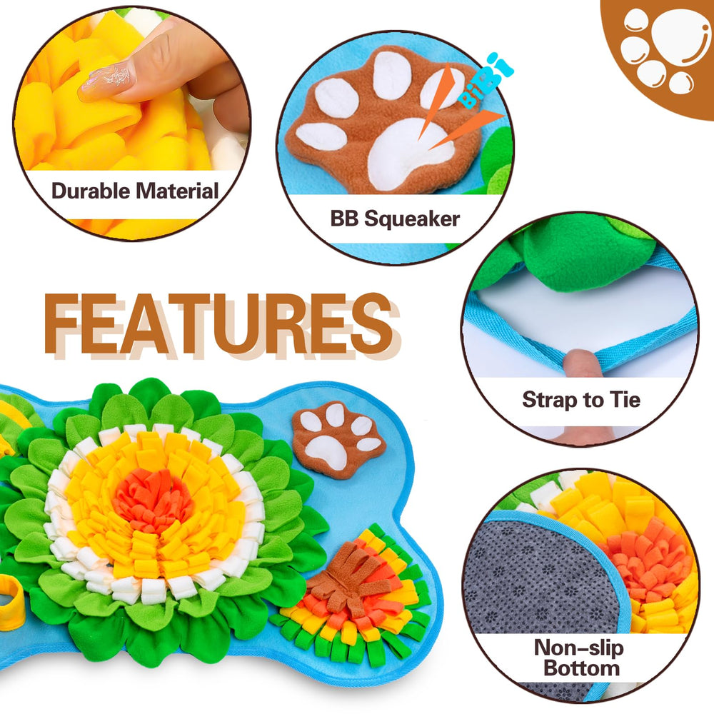 GoxRunx bone-shape snuffle mat in blue, enrichment and stress relief.