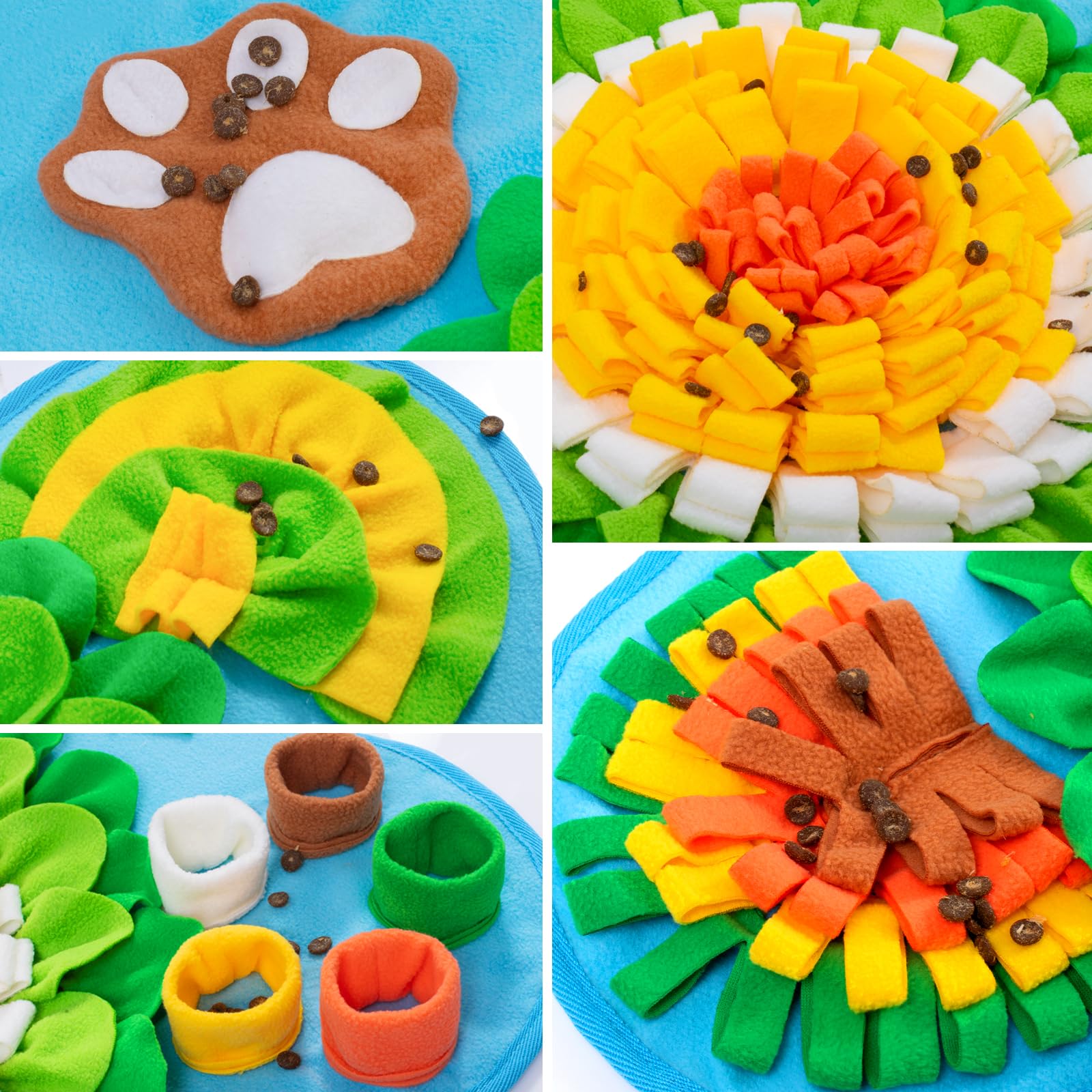 GoxRunx dog snuffle mat blue, petals hide treats for sniffing.