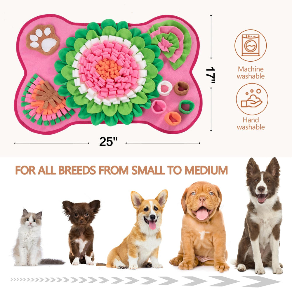 GoxRunx snuffle mat bone pink view with hidden treats for mental engagement