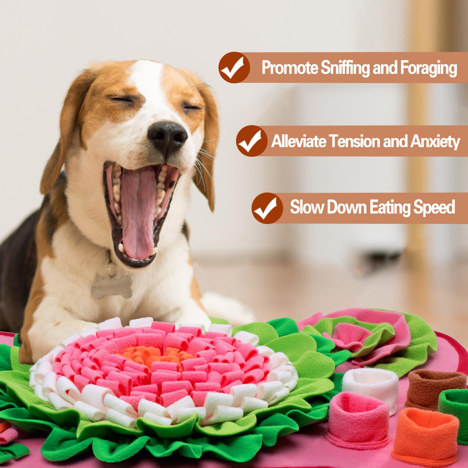 GoxRunx snuffle mat bone pink top view highlights puzzle pockets