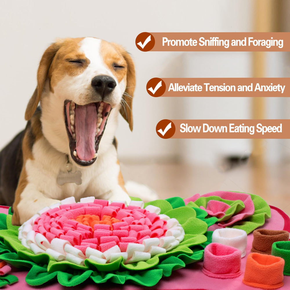 GoxRunx snuffle mat bone pink top view highlights puzzle pockets