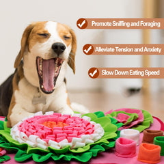 GoxRunx snuffle mat bone pink top view highlights puzzle pockets