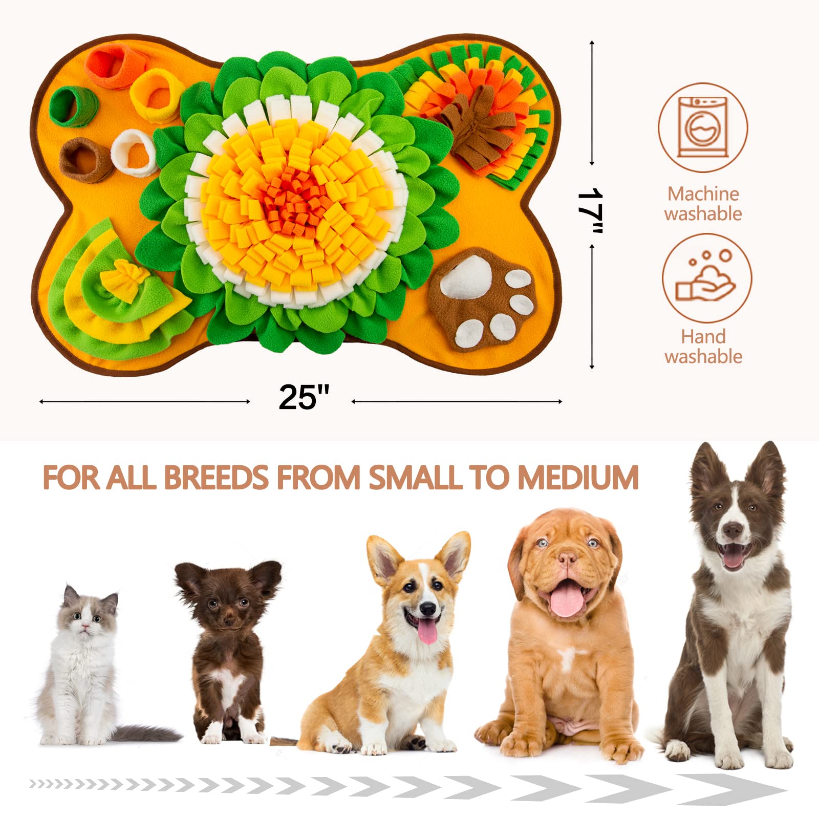 GoxRunx Snuffle Mat dog bone orange on non-slip base supports safe sniffing