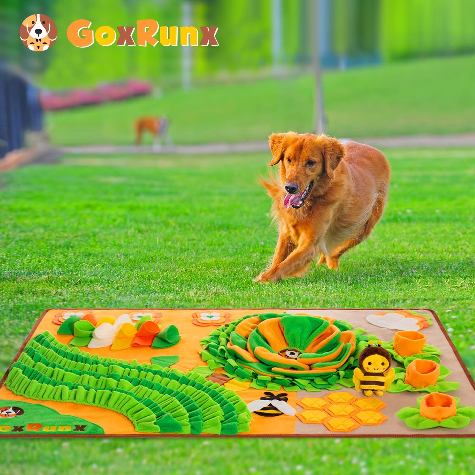 GoxRunx Snuffle Mat soft fabric gentle on a dog's nose during foraging.