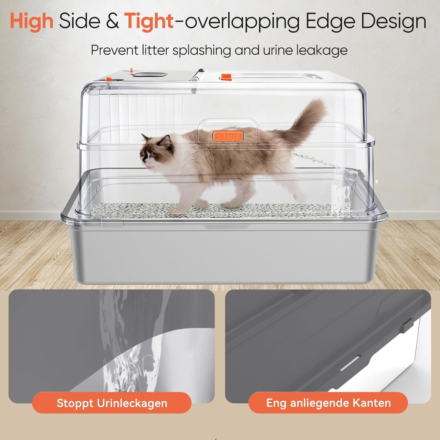 GOYJOY XXXL 17-inch high side prevents splashes and urine leakage.