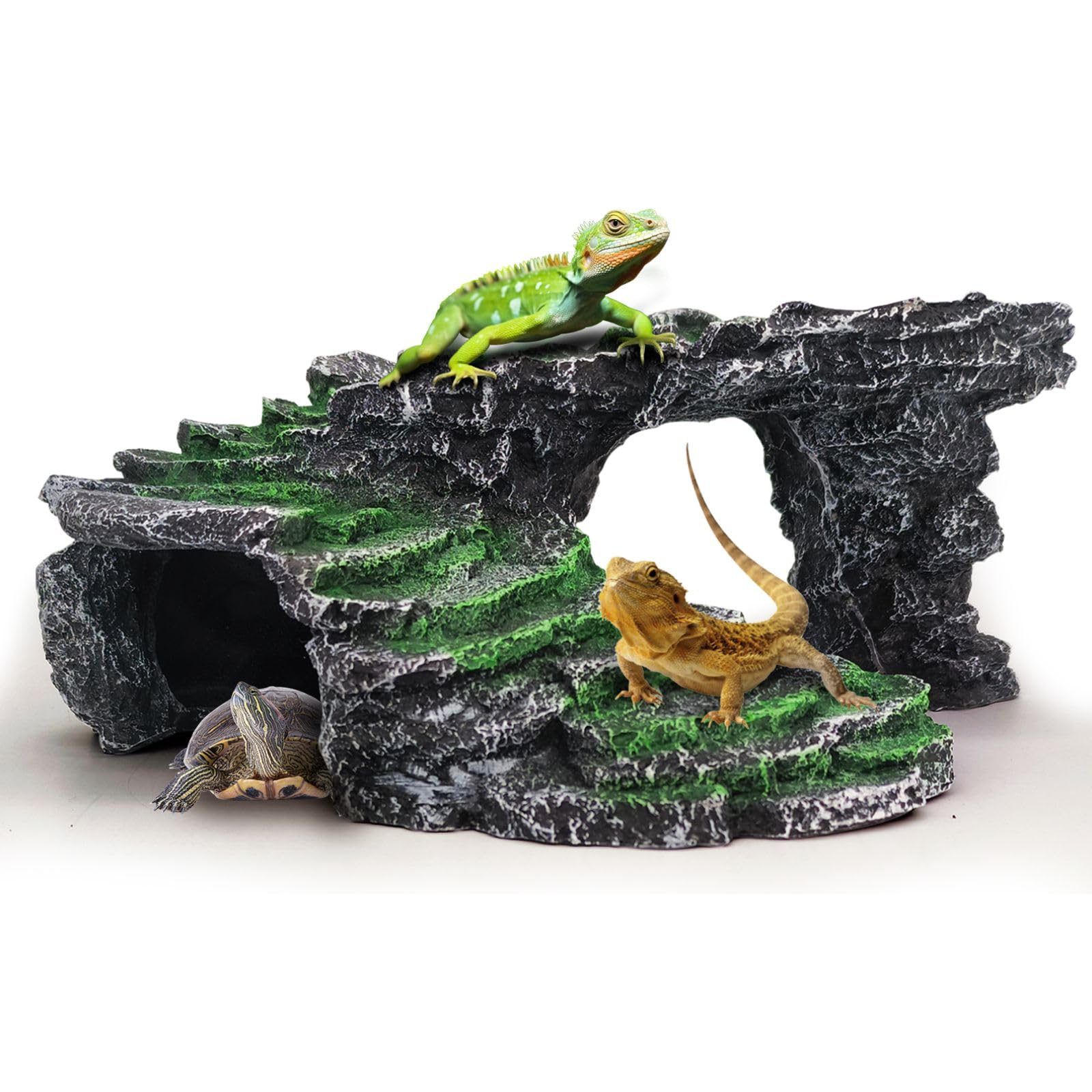 GOZILLA basking platform rock-formation provides a natural basking spot for reptiles.