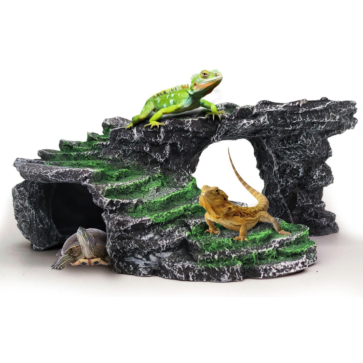 GOZILLA basking platform rock-formation provides a natural basking spot for reptiles.
