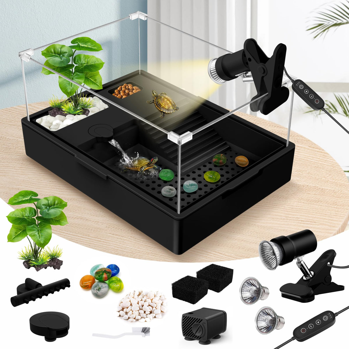 GOZILLA small turtle tank kit tank view showing compact acrylic habitat
