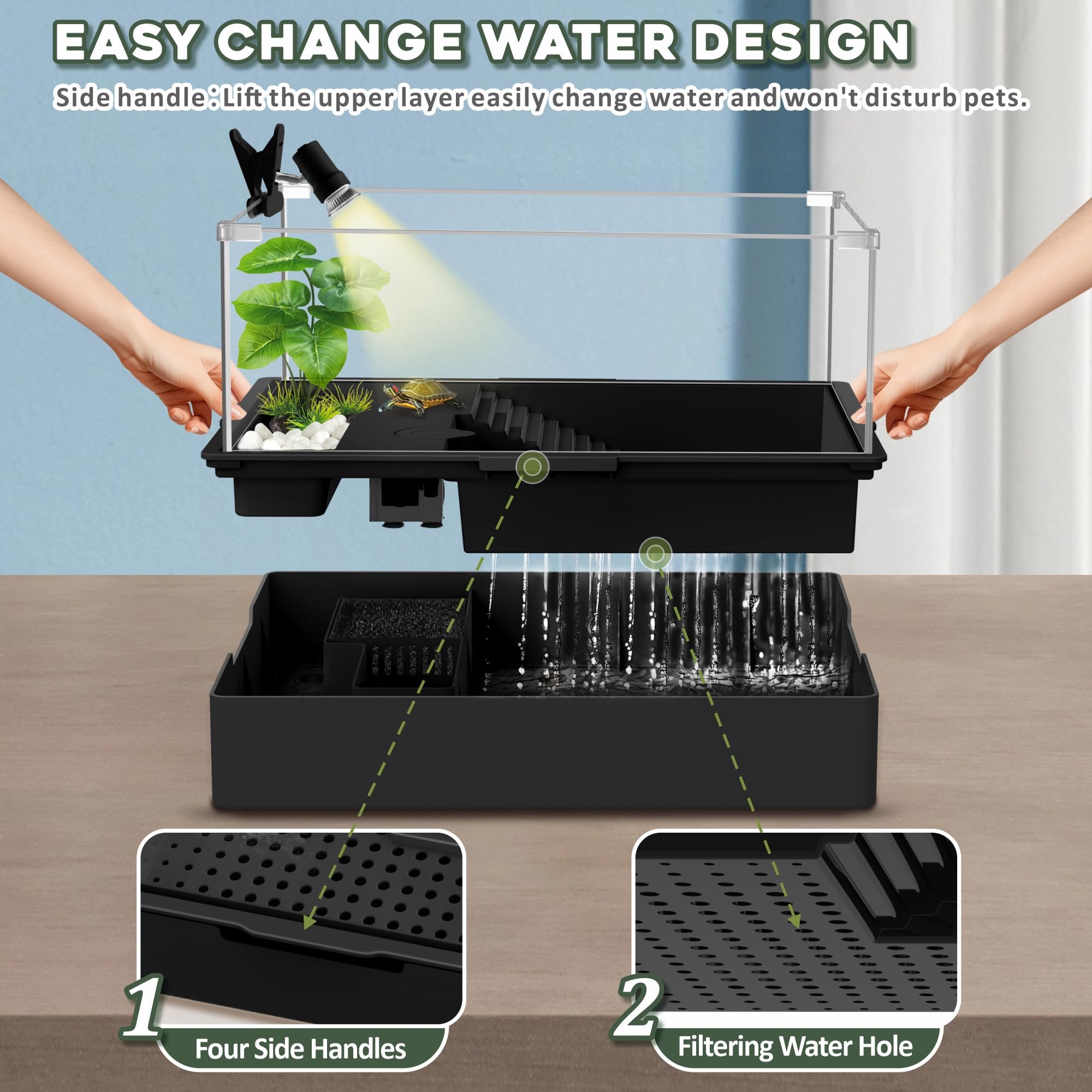 GOZILLA two layer design water change enables easy partial draining