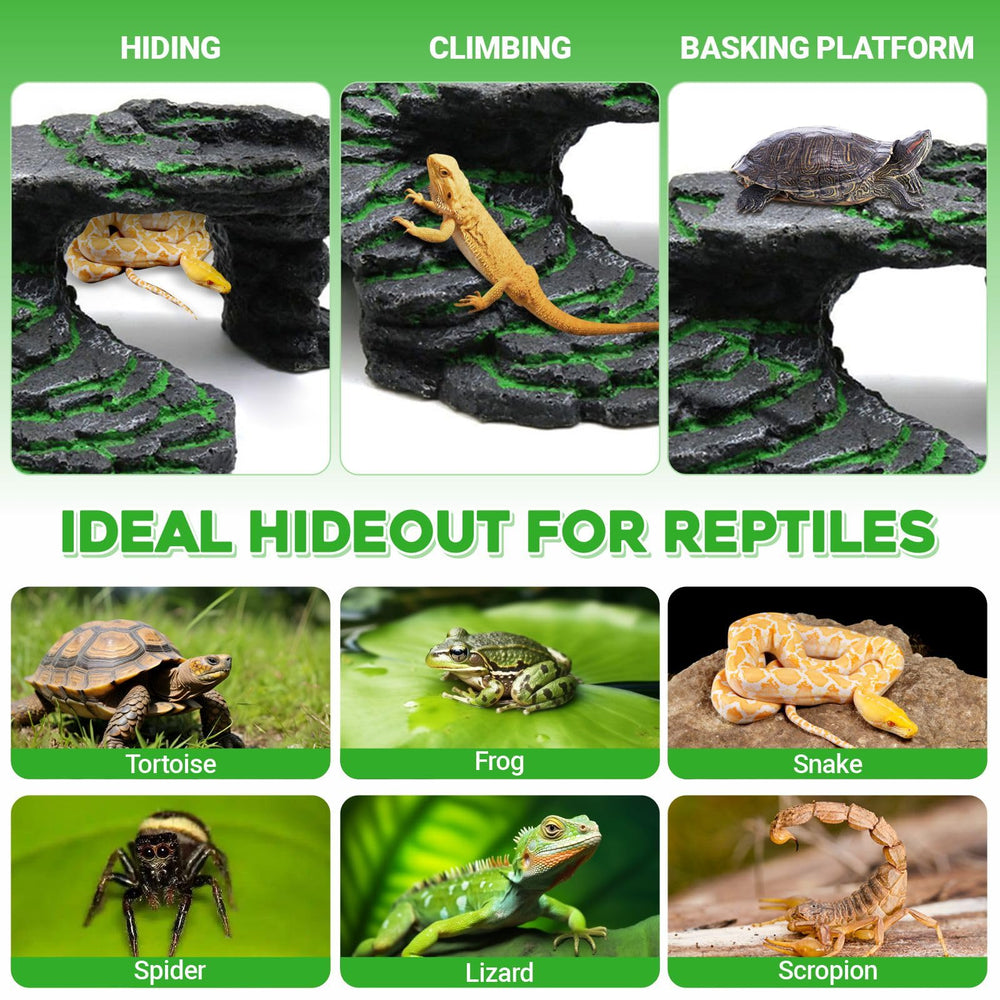 GOZILLA turtle hideout basking platform offers safe resting and hiding.