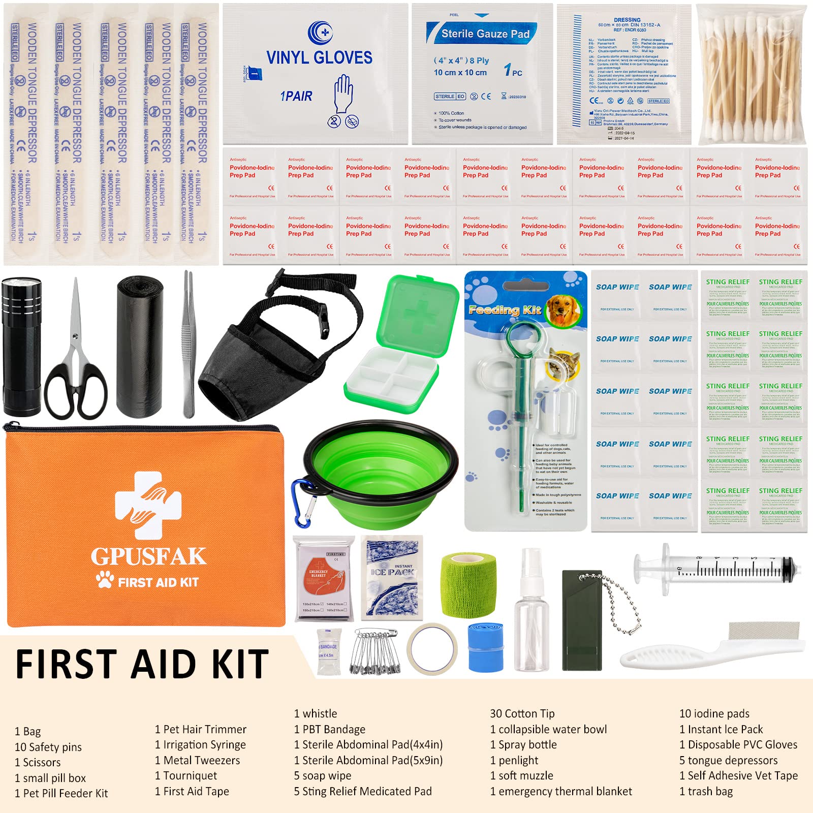 GPUSFAK dog first aid kit water-resistant bag keeps supplies ready outdoors.
