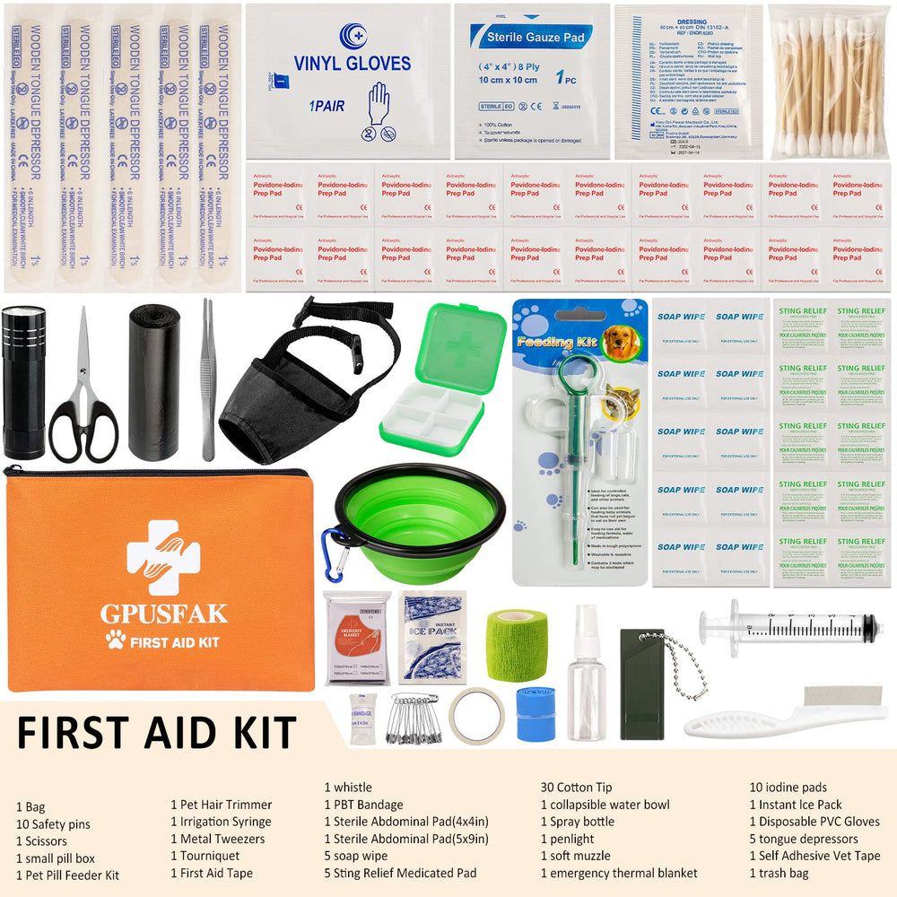 GPUSFAK dog first aid kit water-resistant bag keeps supplies ready outdoors.