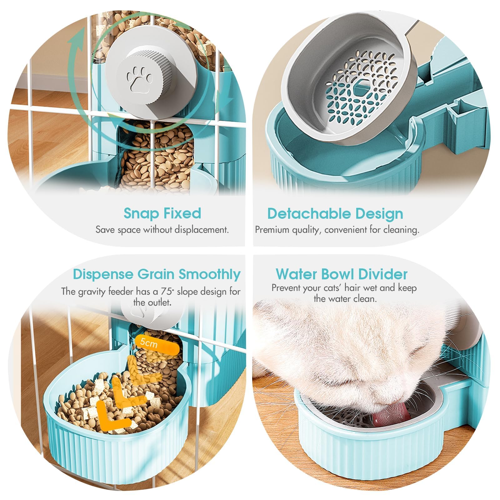 Removable bottles for quick cleaning and refilling.