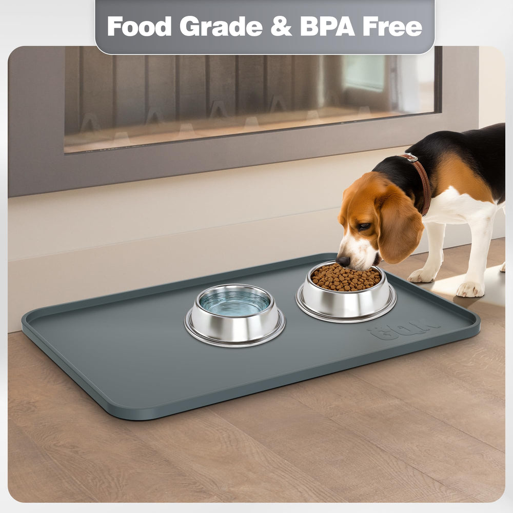 GQK silicone pet mat raised edge protects floors from splashes