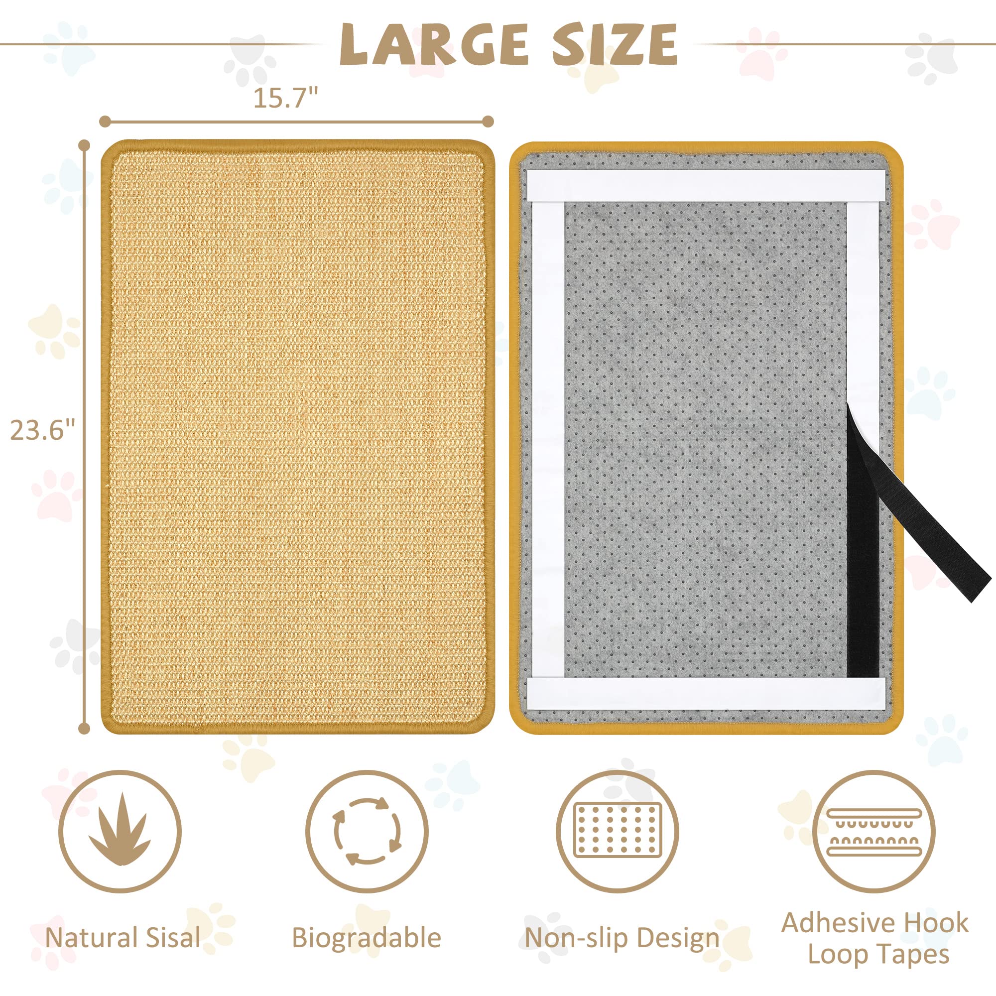 Graciadeco carpet sisal scratching mat anti-slip design for stable play