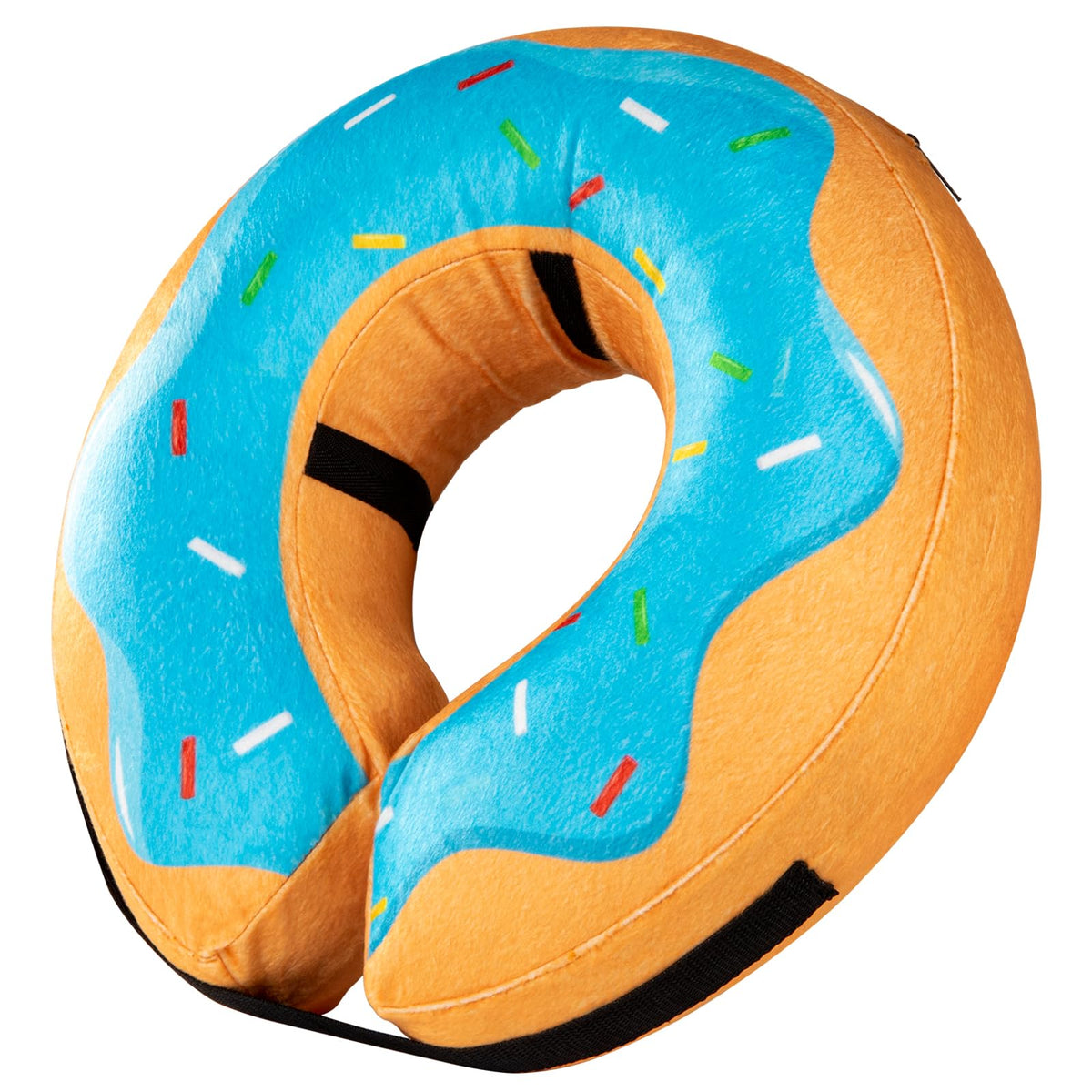 Grand Line donut inflatable collar blue front view offers comfortable recovery protection for pets.