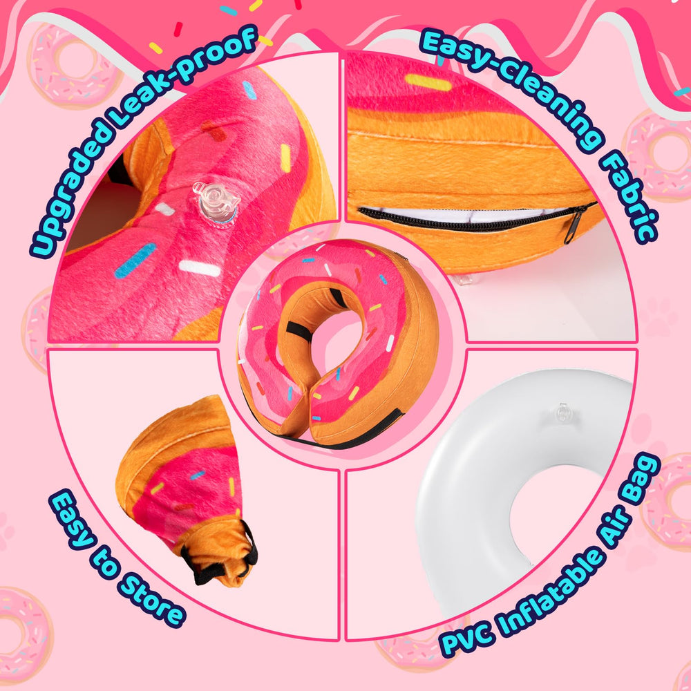 Grand Line Donut Inflatable Collar pink inner-collar-slot accommodates a regular collar.