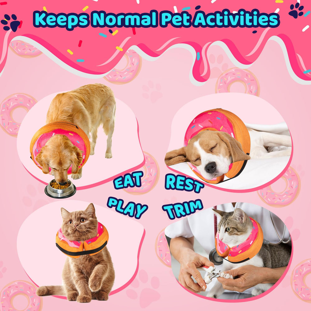 Grand Line Donut Inflatable Collar pink view highlights unobstructed vision during recovery.
