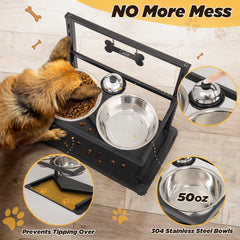 Grand Line height-adjustable stand adapts as your puppy grows.