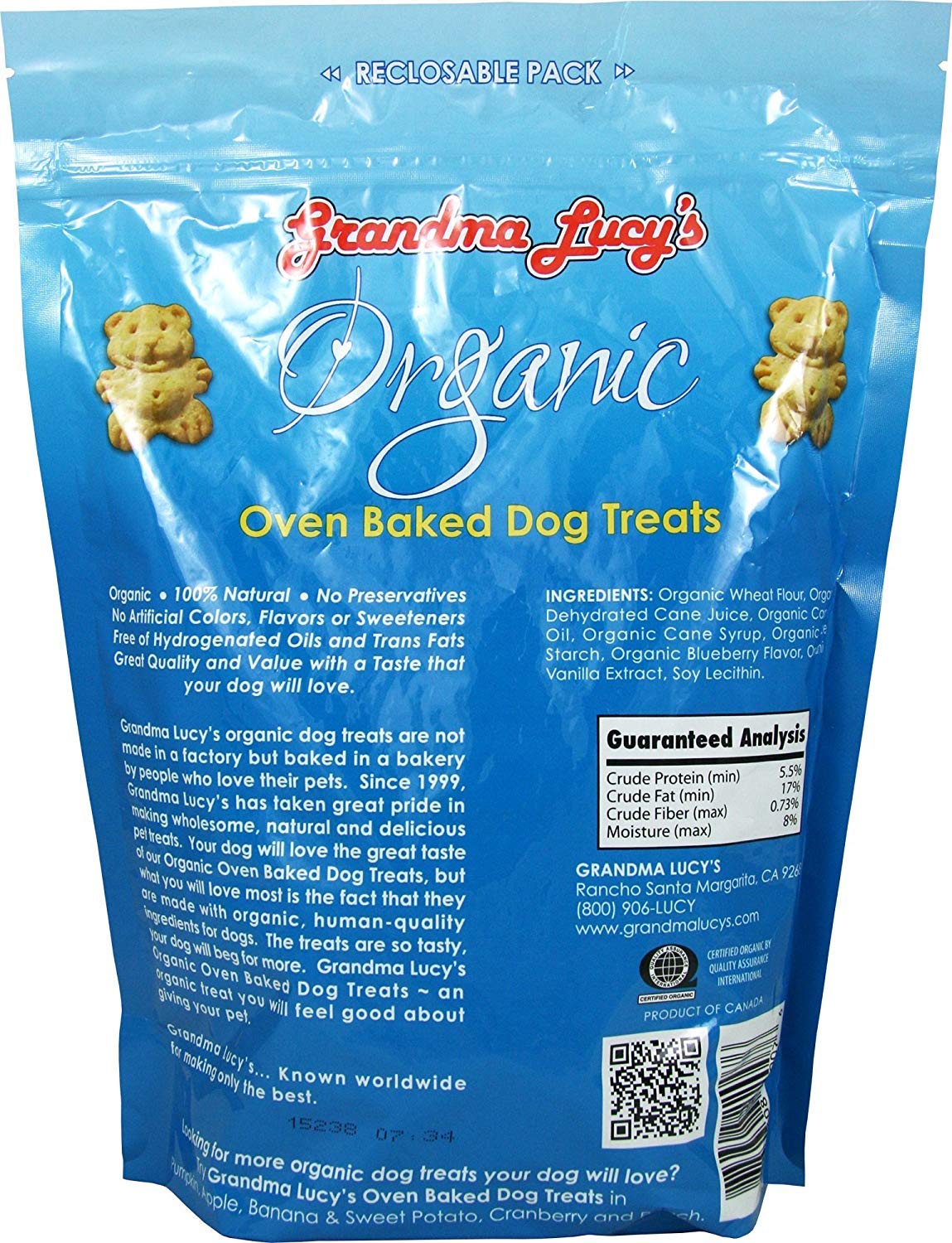 Grandma Lucy's apple dog treats in a 14 oz bag, wholesome flavor for dogs.