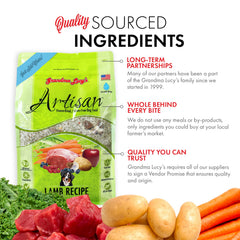 Ingredient visuals highlight high-quality lamb protein