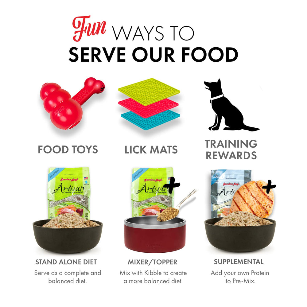 Serving bowl with Grandma Lucy's grain-free lamb kibble