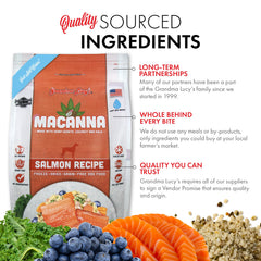 Serving bowl of Macanna Salmon for daily feeding with clear kibble pieces
