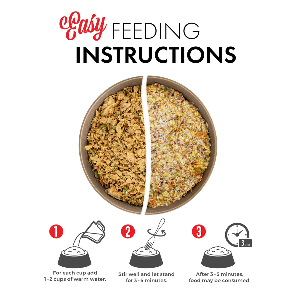 Close-up of freeze-dried chicken kibble texture from Grandma Lucy's Pureformance
