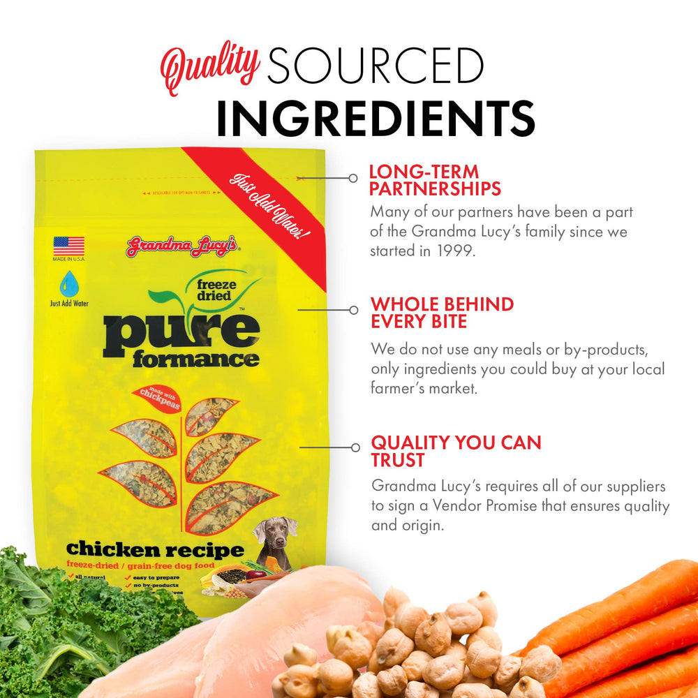 USA-made production and packaging for Grandma Lucy's Pureformance dog food