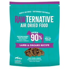 Grandma Mae's RawTernative lamb and organs bites in bowl, protein-rich meal option.