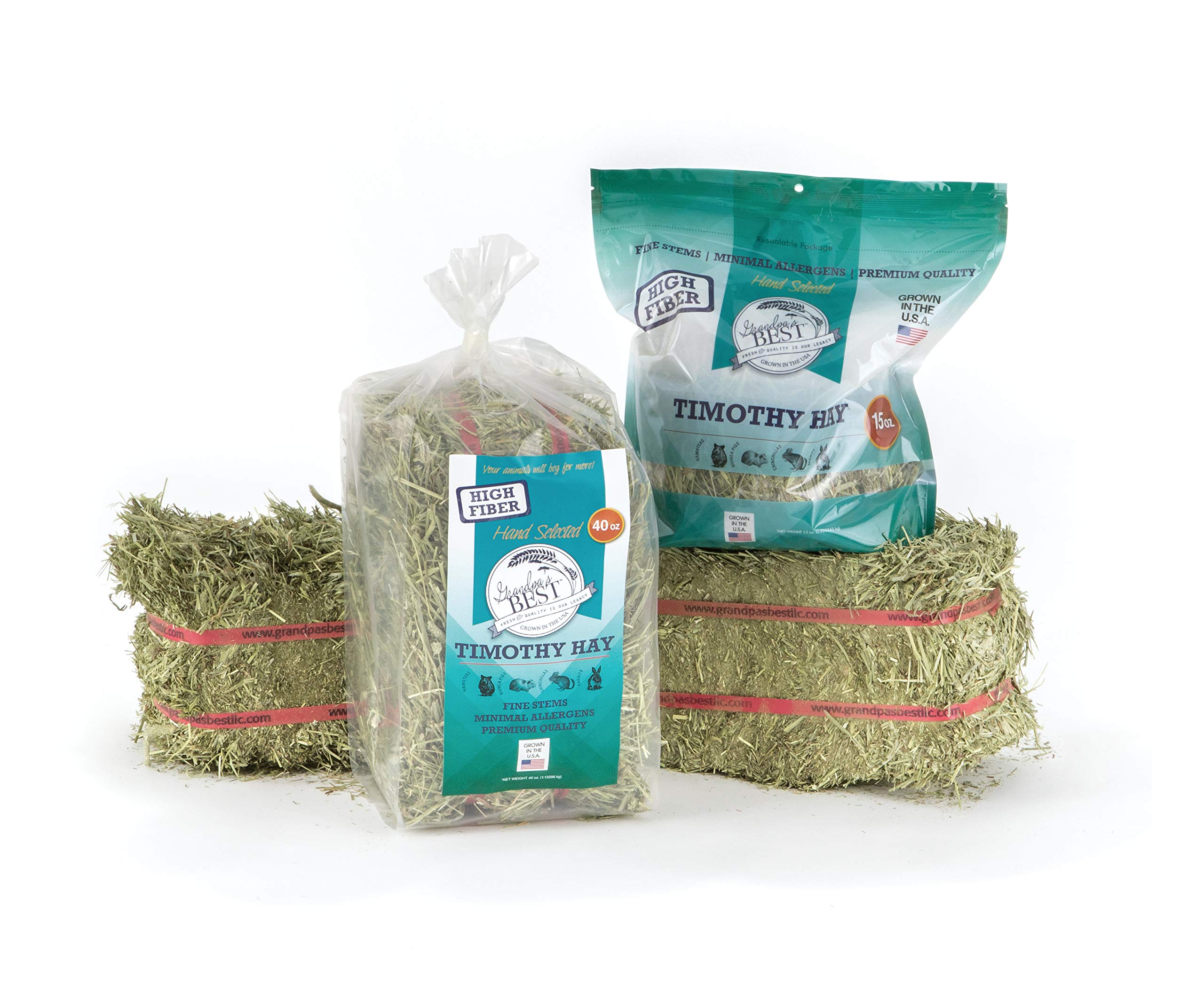 Grandpa's Best Timothy Hay Bale in a feeding bowl, easy to portion and feed.