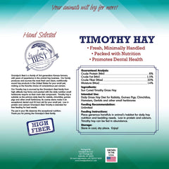 Grandpa's Best Timothy Hay Bale soft-texture close-up demonstrating fiber-rich freshness for digestion-friendly meals.