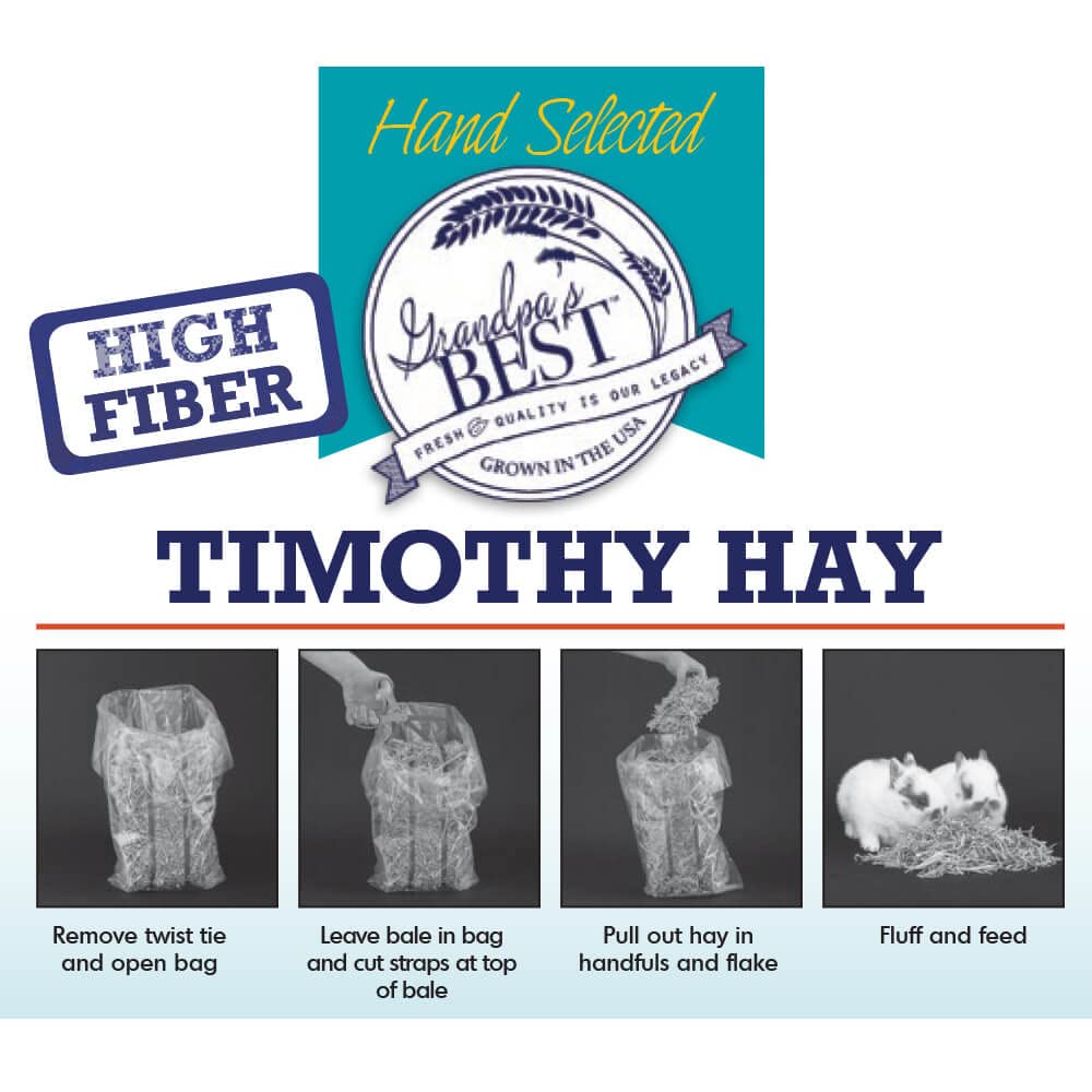 Grandpa's Best Timothy Hay mini bale 10 lbs packaging varies, convenient mealtime