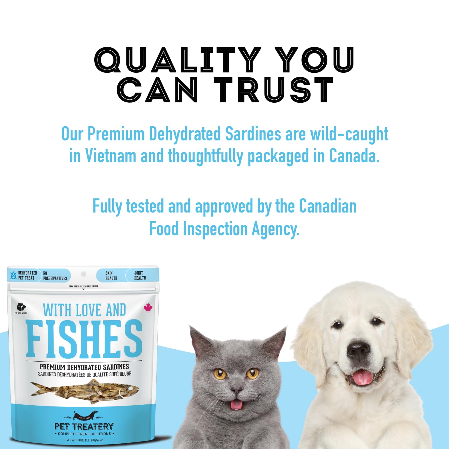 Granville Island sardines suitable as training rewards for dogs and cats.
