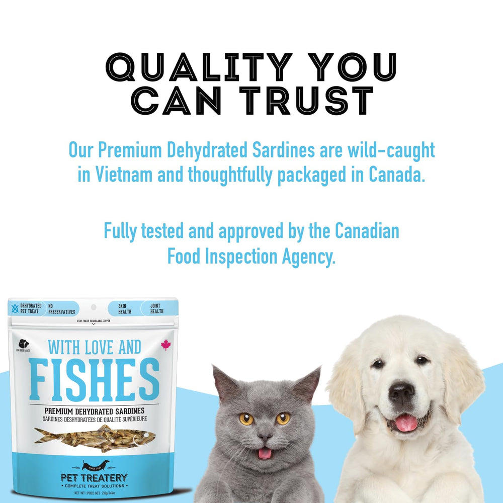 Granville Island sardines suitable as training rewards for dogs and cats.