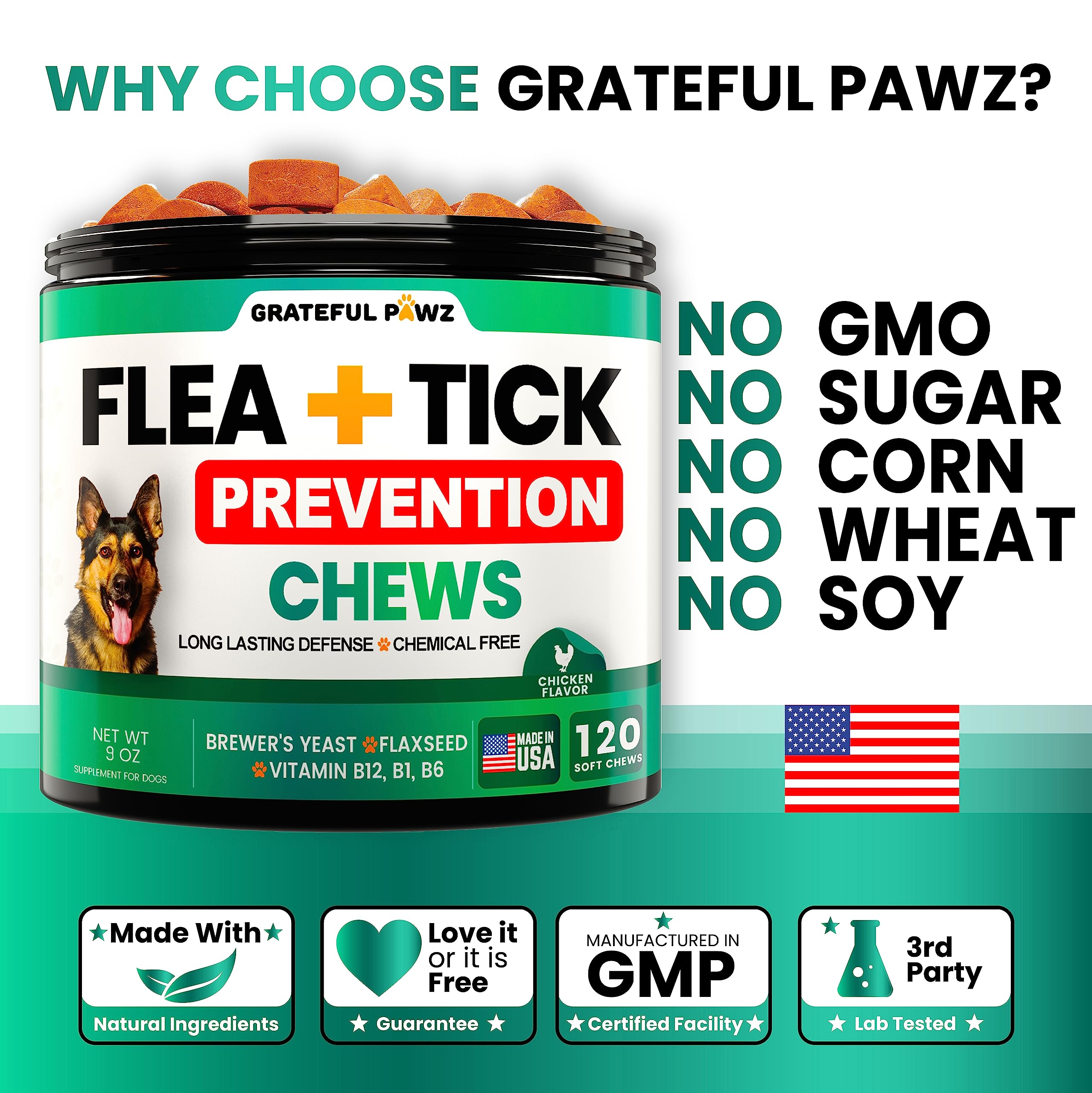 Grateful Pawz easy-to-use-chews provide mess-free alternative to sprays or collars.