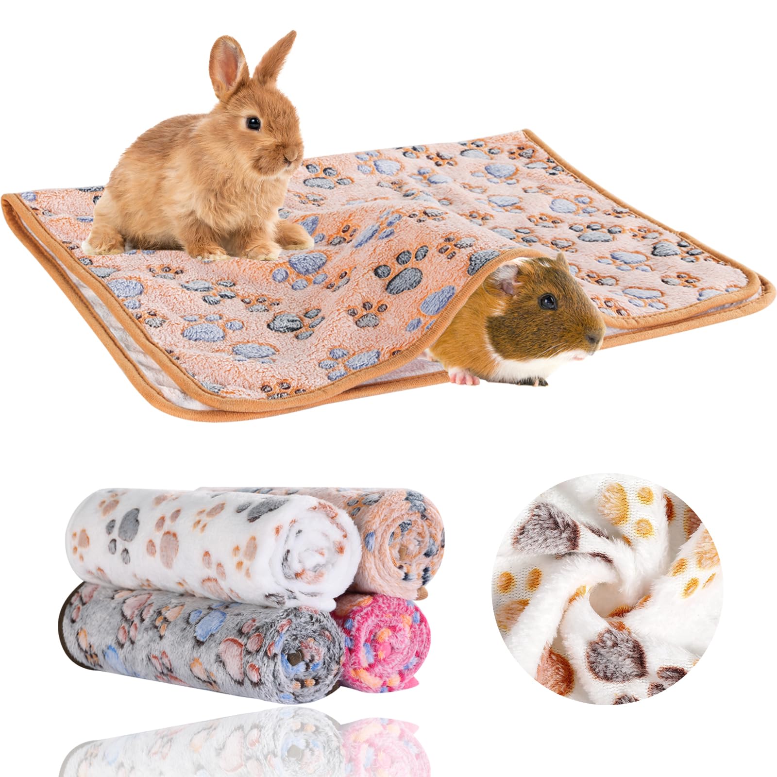 Grddaef 4Pcs Guinea Pig Blanket in white – cozy bedding for small pets.