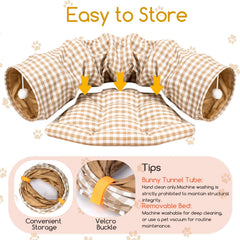 Greatbond Bunny Tunnel Bed with built-in plush toys for engaging play.