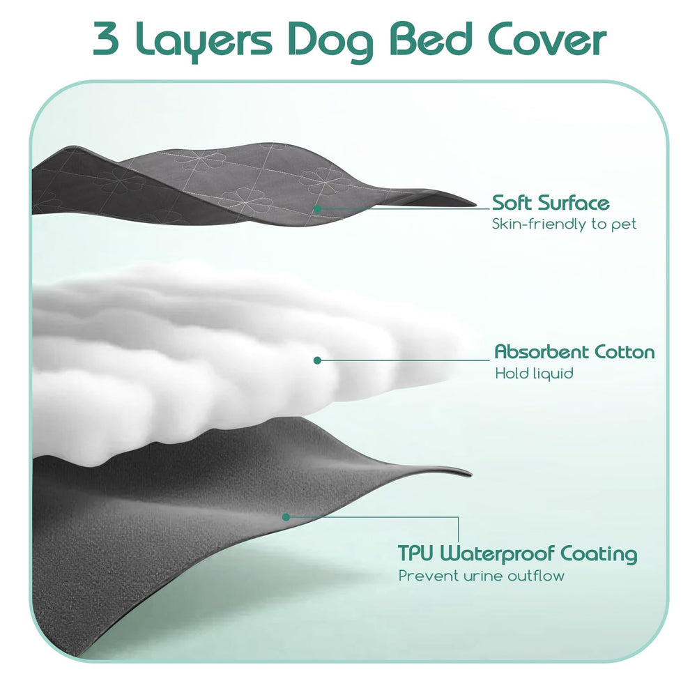 Greatbond elastic-band fit cover keeps the bed secure during active pets.